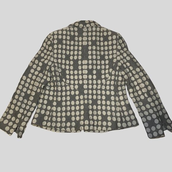 AKRIS PUNTO Grey & Ivory Polka Dot Wool Blend Blazer Size US 10 - Picture 2 of 11